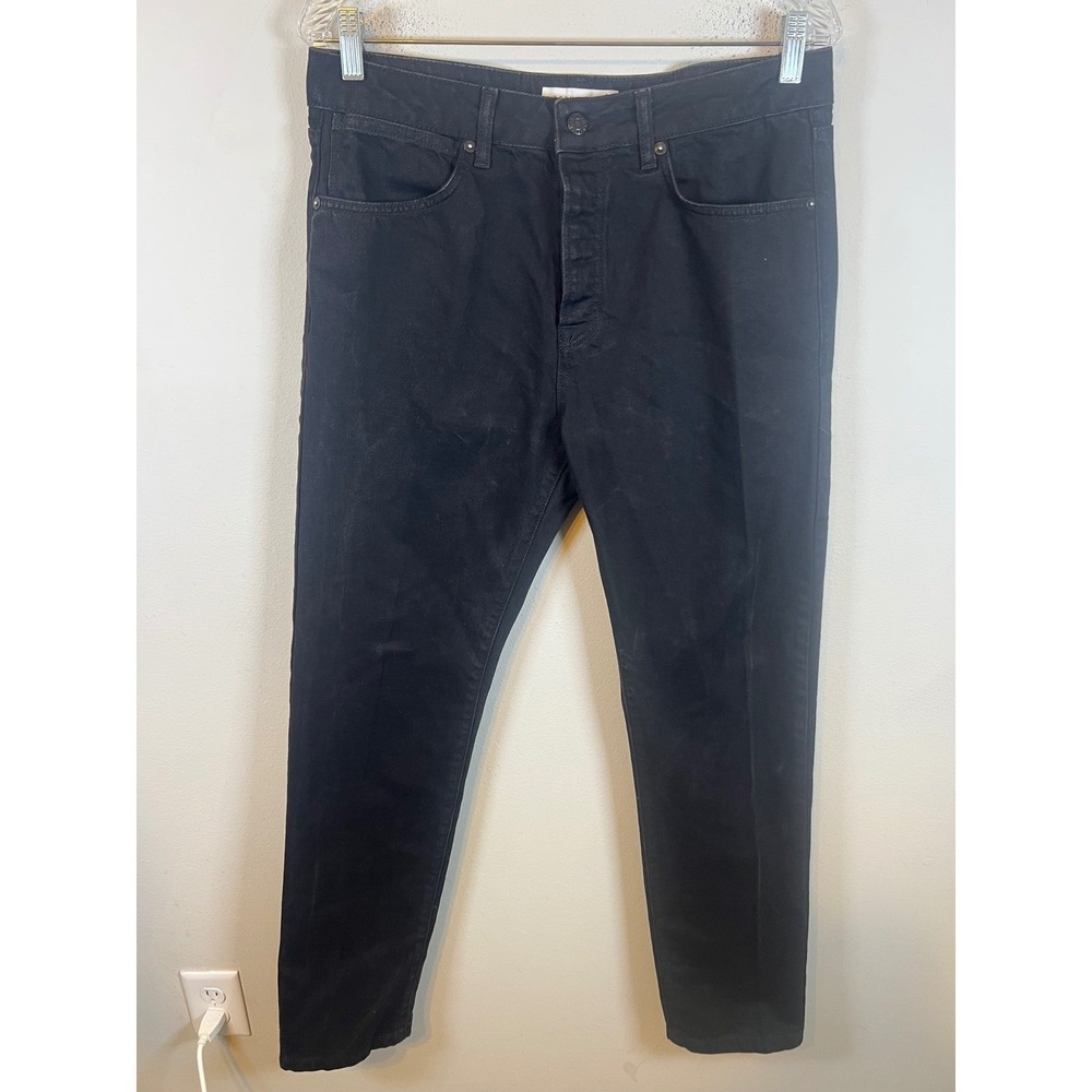 Topman Mens Straight Leg Jeans Button Fly Black W32 L34
